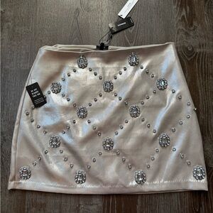 Express Silver Embellished Mini Skirt